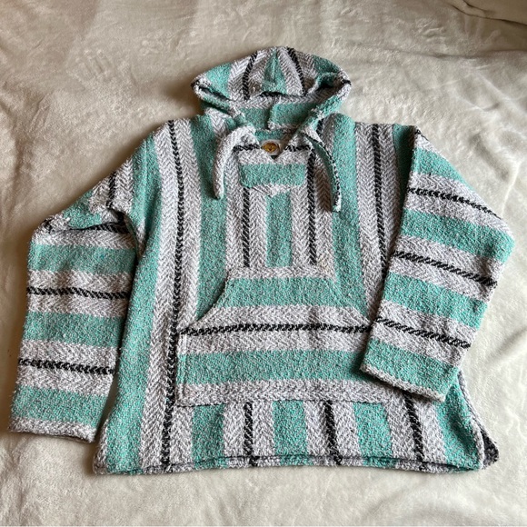 Earth Rags Baja hoodie, color teal, size medium - Picture 1 of 2